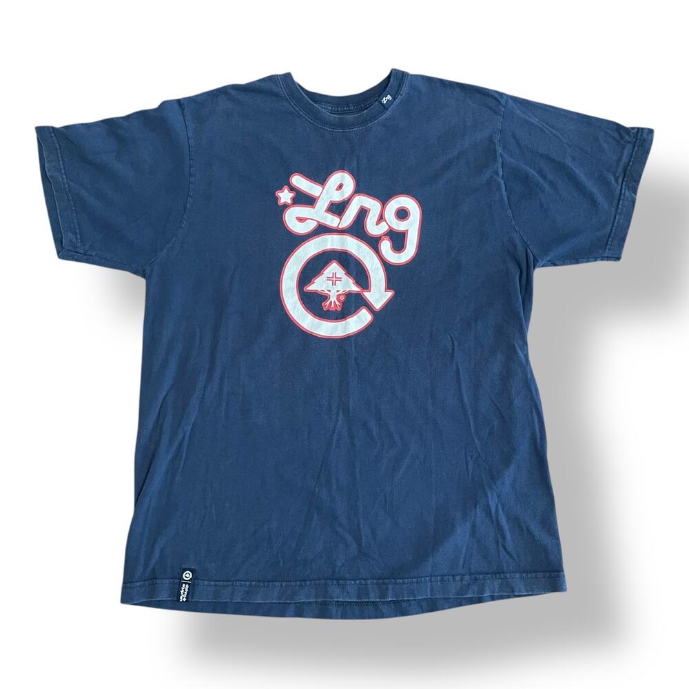 Vintage LRG XL Navy Blue Graphic‎ Logo T-Shirt 100% Cotton Streetwear USA Made